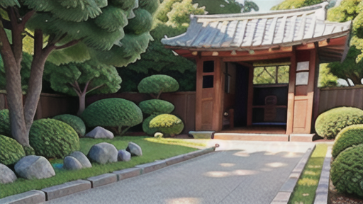 あずま屋を取り入れた日本庭園のデザイン